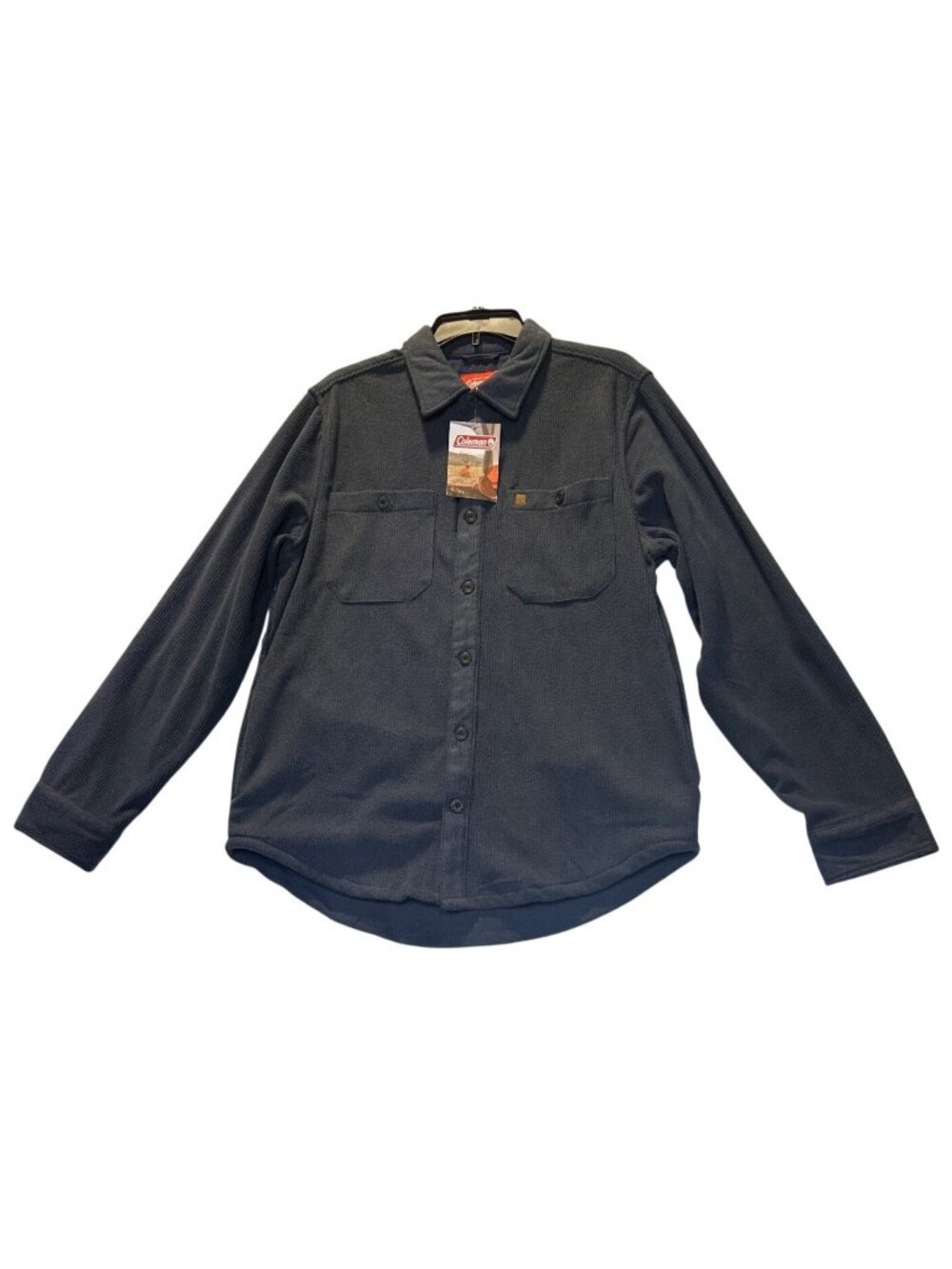 Coleman Mens Size M Dark Navy Waffle-Knit Button-Up Shirt Shacket